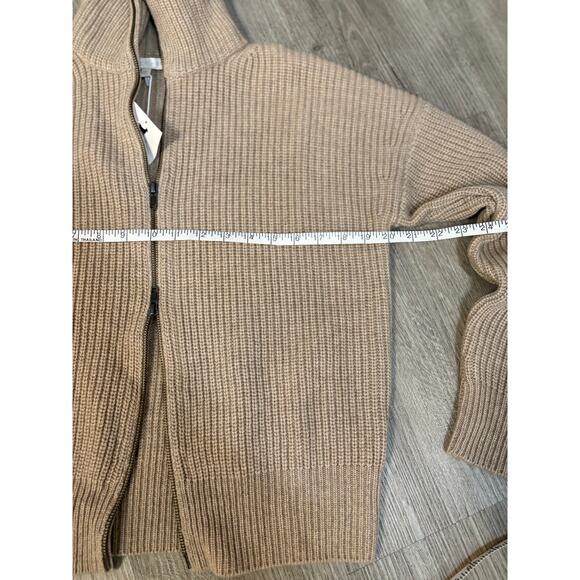 NWT Naked Cashmere Lyzy Full Zip Jacket Sweater S Beige Bomber Quiet Luxury $395 - Picture 8 of 9